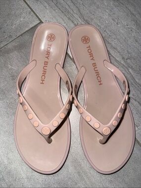 Tory Burch Light Pink Logo Jelly Sandal Thongs